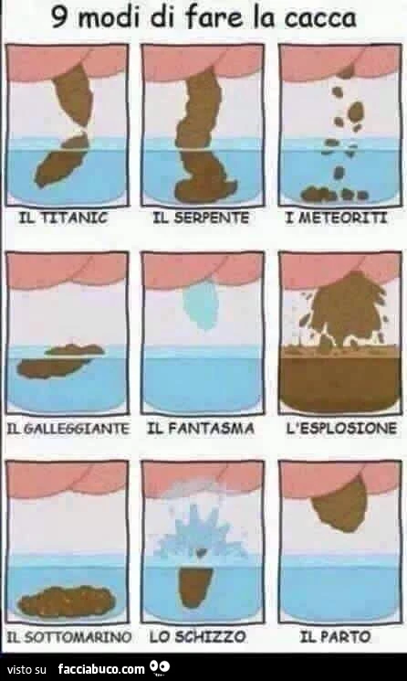 9 modi di fare la cacca