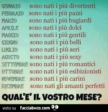 Gennaio sono nati i più divertenti! Qual'è il vostro mese?