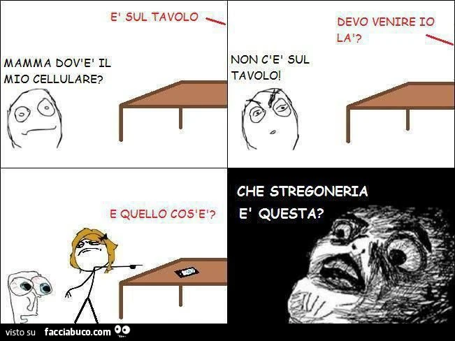 la stregoneria del cellulare sul tavolo meme