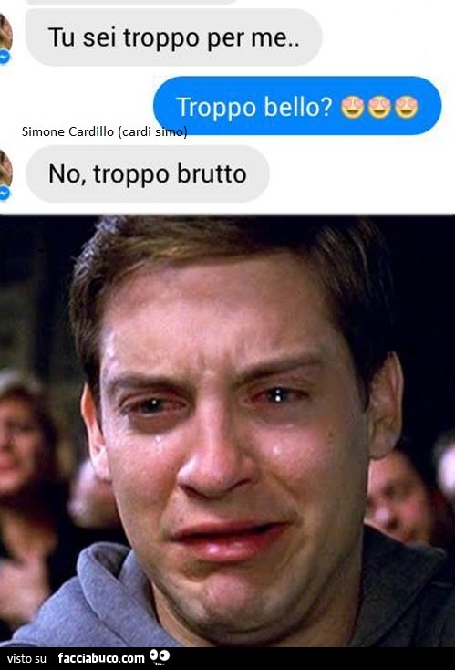 Tu sei troppo per me. Troppo bello? No, troppo brutto