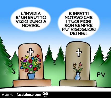 L'invidia è un brutto vizio duro a morire. E infatti notavo che i tuoi fiori sono sempre più rigogliosi dei miei