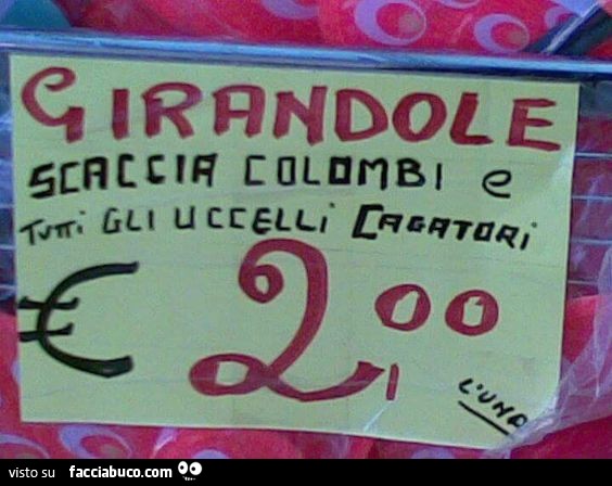 Girandole scaccia colombi e tutti gli uccelli cagatori € 2,00 l'una