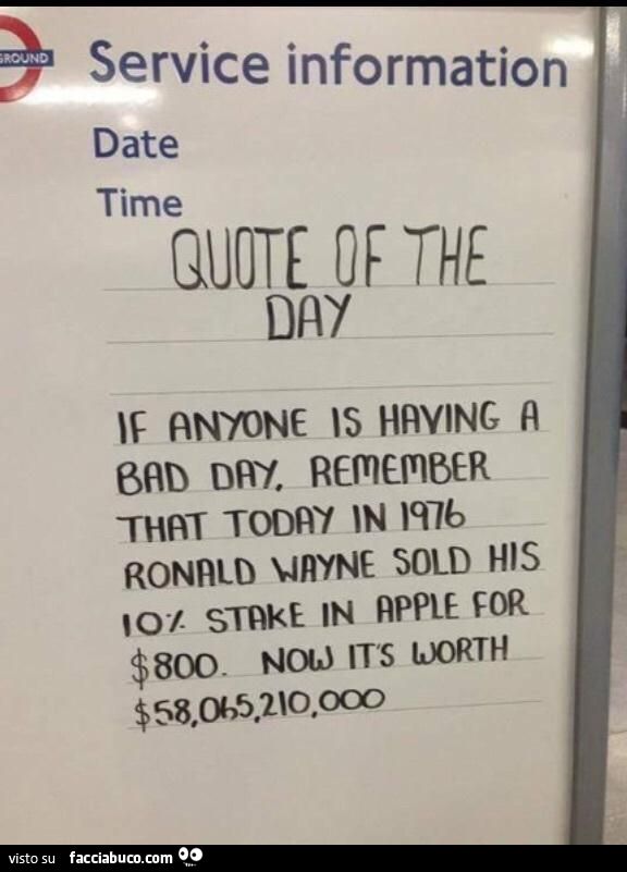 nel 1976 ronald wayne vende il 10 x 100 di apple per soli 800 dollari