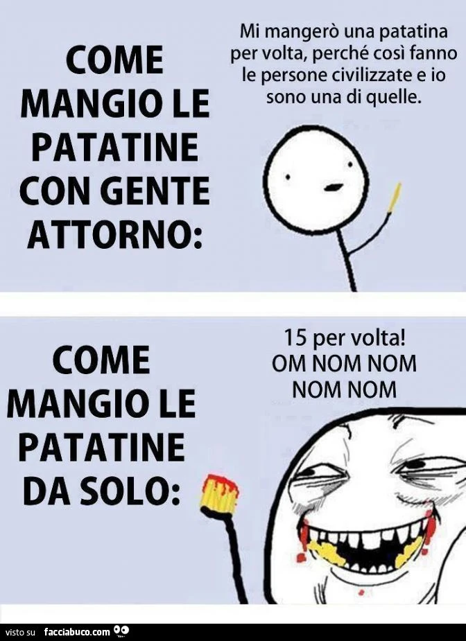 come mangio le patatine