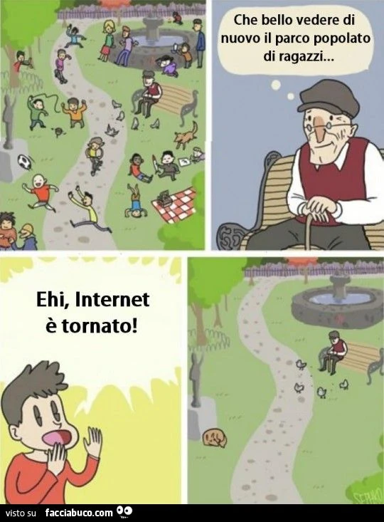 Che bello vedere di nuovo il parco popolato di ragazzi&hellip; Ehi internet è tornato