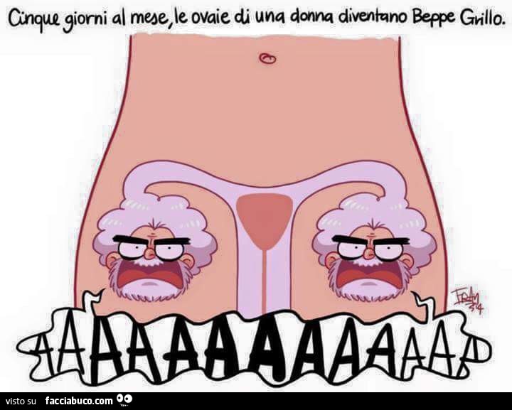 Cinque giorni al mese, le ovaie di una donna diventano Beppe Grillo