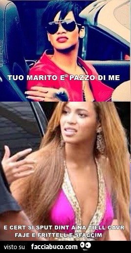 Beyoncè vs Rhianna: tuo marito è pazzo di me. E cert si sput dint a na tiell cavr faje e frittell e sfaccim