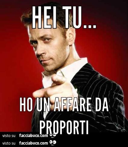 Hei tu, ho un affare da proporti
