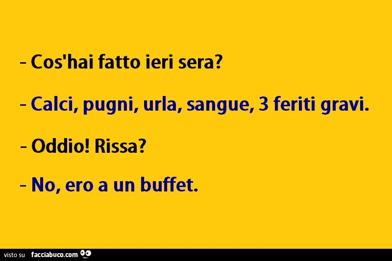 Cos'hai fatto ieri sera? Calci, pugni, urla, sangue, 3 feriti gravi. Oddio rissa? No, ero a un buffet