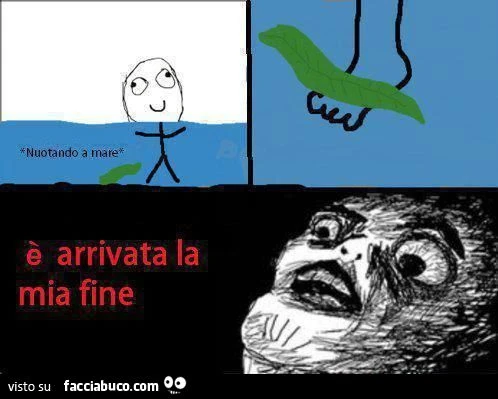 nuotando al mare qualcosa mi sfiora e... è arrivata la mia fine meme