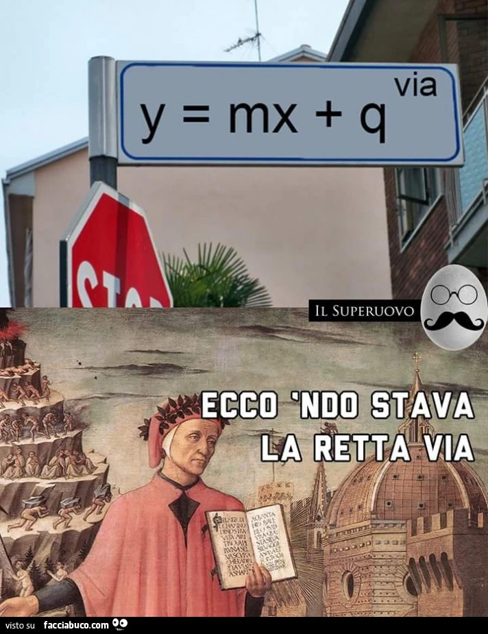 Via y = mx q. Ecco 'ndo stava la retta via
