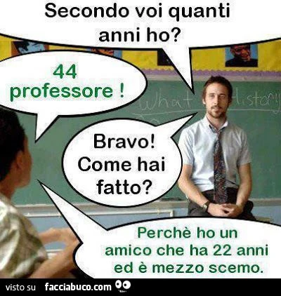 Secondo voi quanti anni ho? 44 professore
