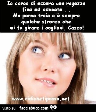 Io cerco di essere una ragazza fine ed educata. Ma porca troia c'è sempre qualche stronzo che mi fa girare i coglioni, cazzo
