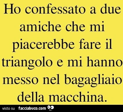 Ho confessato a due amiche che mi piacerebbe fare il triangolo e mi hanno messo nel bagagliaio della macchina