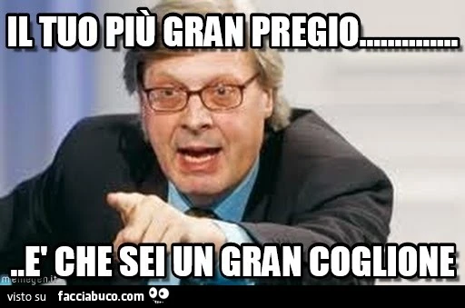 Il tuo più grande pregio? E' che sei un gran coglione