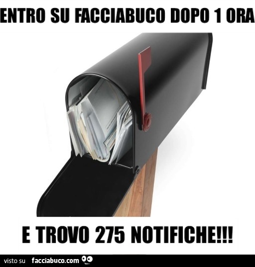 Entro su Facciabuco dopo un ora e trovo 275 notifiche