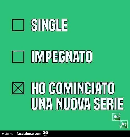Single. Impegnato, Ho cominciato una nuova serie