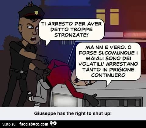 ti arresto per aver detto troppe stronzate