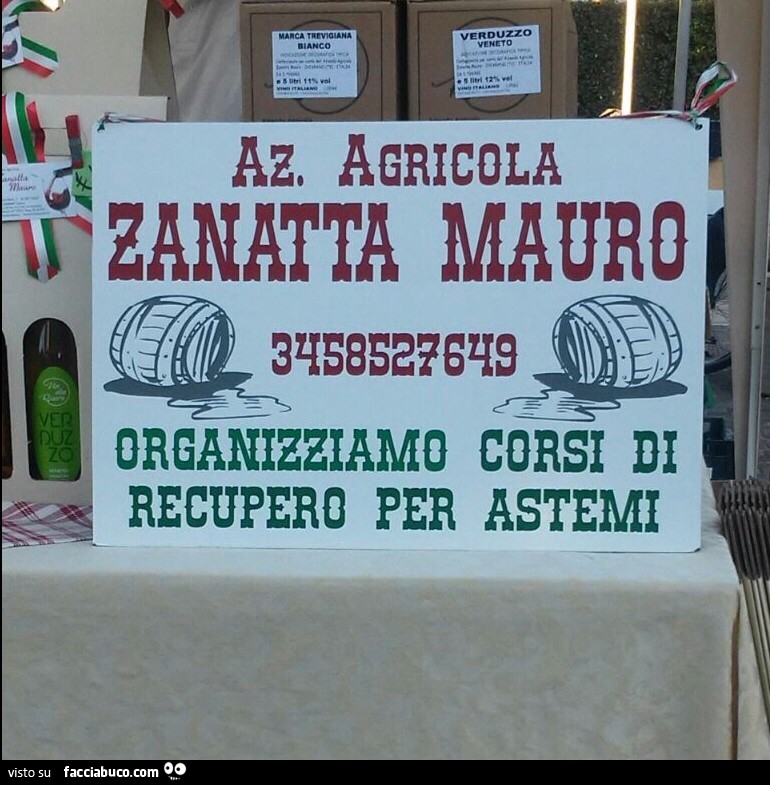 Azienda agricola Zanatta Mauro, organizziamo corsi di recupero per astemi