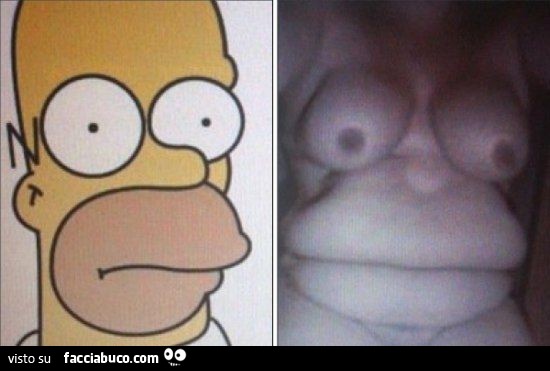 La testa di Homer Simpson come il corpo nudo di una donna grassa