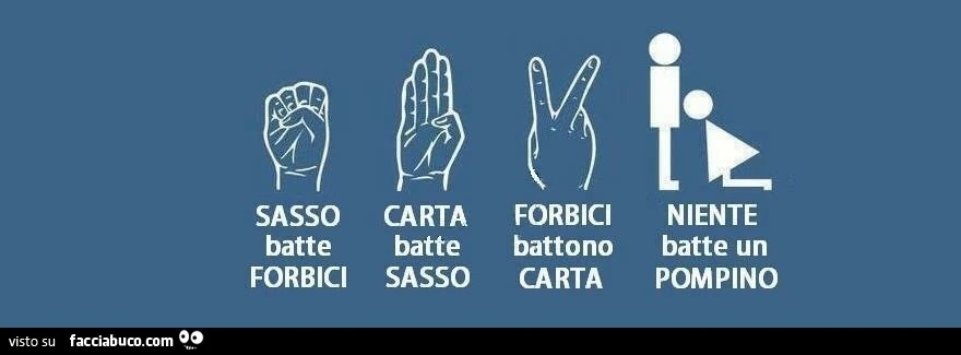 Sasso batte forbici, Carta batte Sasso, forbici battono Carta. Niente batte un pompino