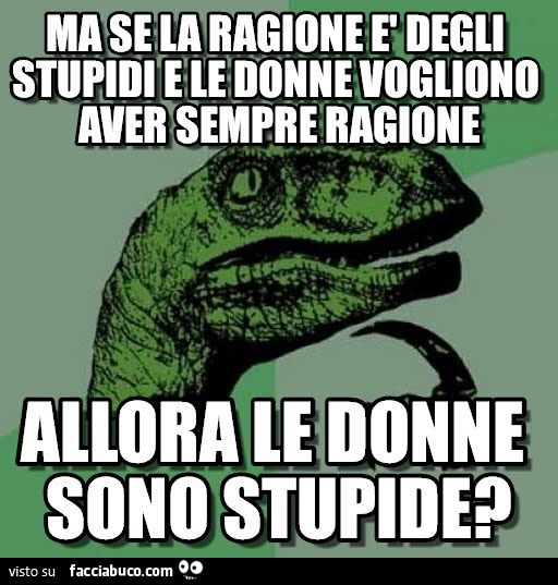 ma se la ragione è degli stupidi, e le donne vogliono sempre ragione, allora le donne sono stupide?