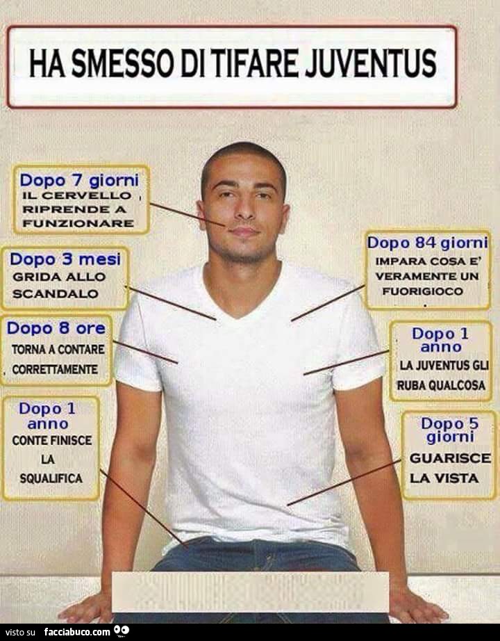 Ha smesso di tifare Juventus: ecco tutti i benefici