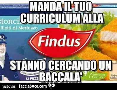 Manda il tuo curriculum alla Findus. Stanno cercando un baccalà