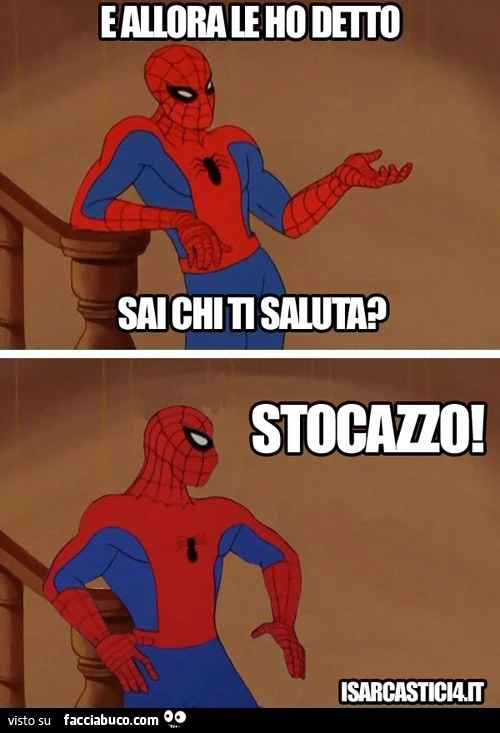spiderman e allora le ho detto sai chi ti saluta? stocazzo