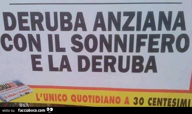 Deruba anziana con il sonnifero e la deruba