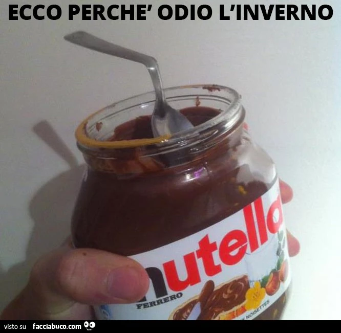 Ecco perchè odio l'inverno. La Nutella è dura e il cucchiaino si piega