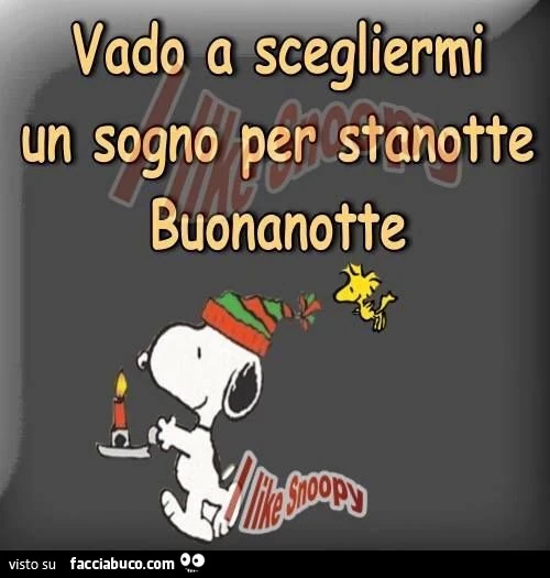 Vado a scegliermi un sogno per stanotte! Buonanotte