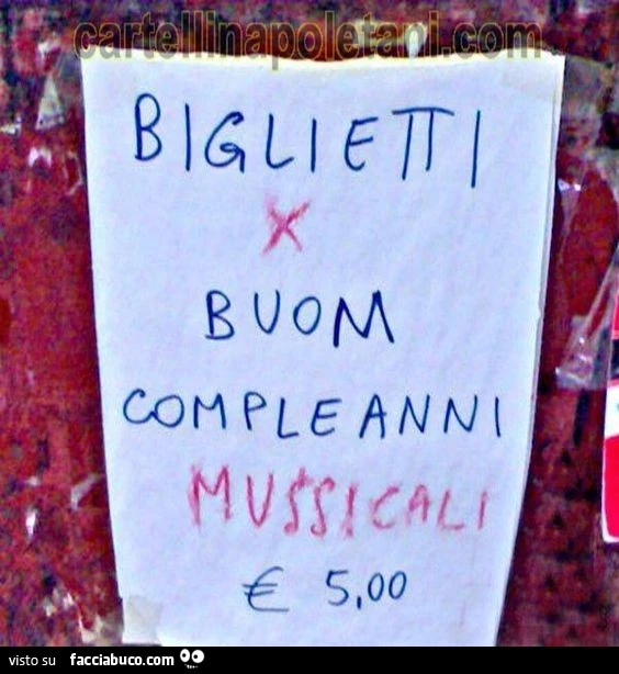 Biglietti per buom compleanni mussicali € 5