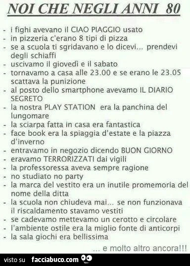 Noi che negli anni 80