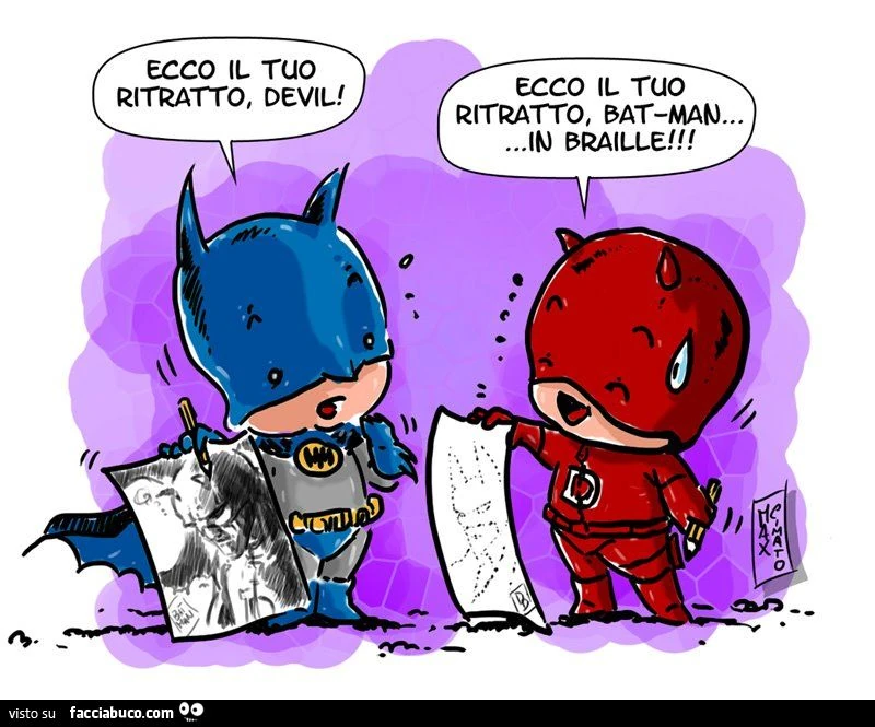 Ecco il tuo ritratto Devil, ecco il tuo ritratto Batman... in braille