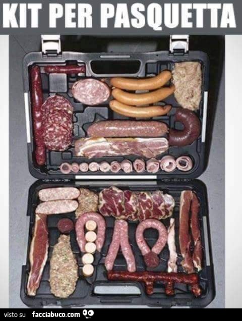 Kit per pasquetta. Valigia piena di salsicce e insaccati
