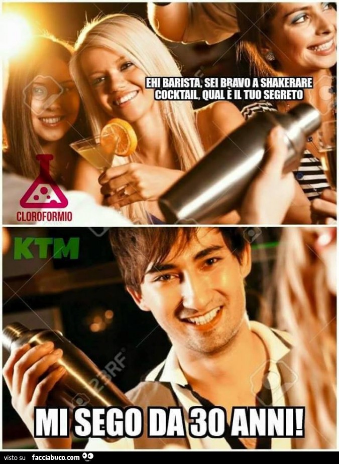 Ehi barista, sei bravo a shakerare cocktail, qual'è il tuo segreto? Mi sego da 30 anni
