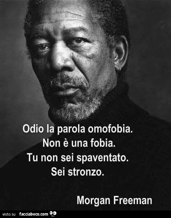 Odio la parola omofobia. Non è una fobia. Tu non sei spaventato. Sei stronzo. Morgan Freeman