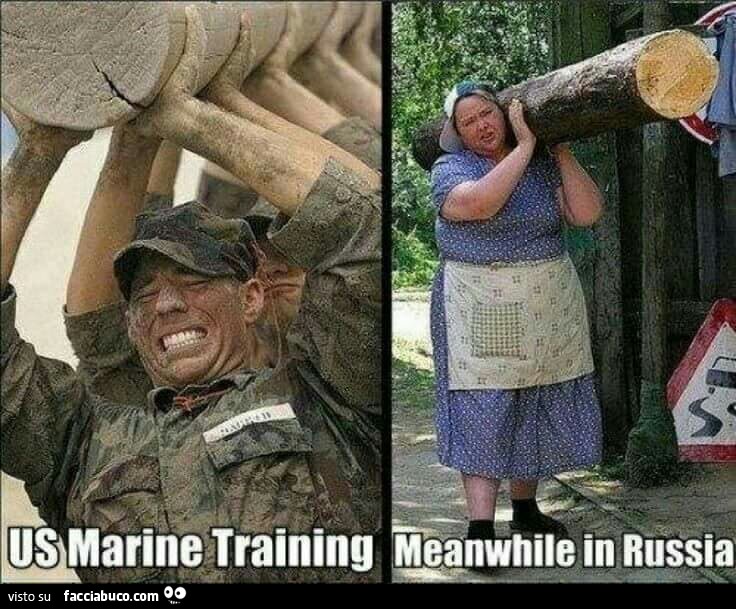 Sollevamento del tronco. Soldati USA e semplice donna russa