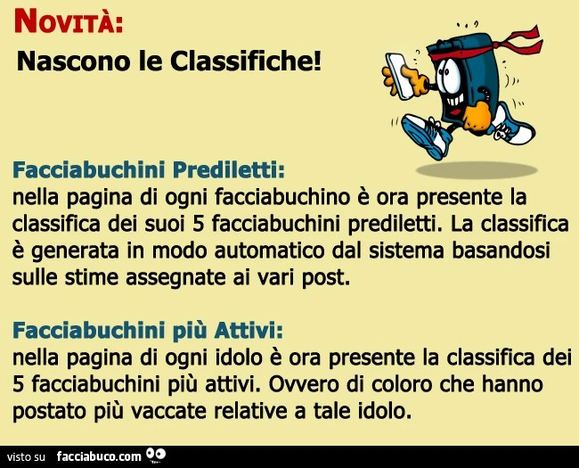 Novità su Facciabuco: nascono le classifiche