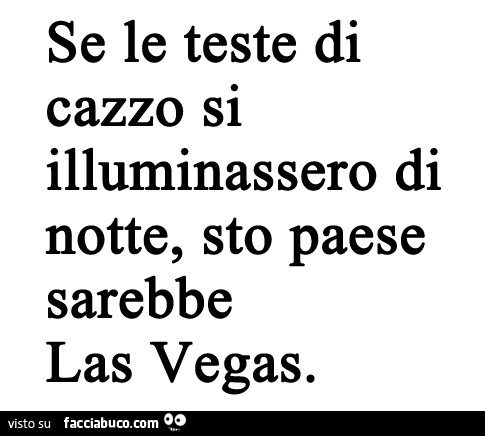 Se le teste di cazzo si illuminassero di notte, sto paese sarebbe Las Vegas