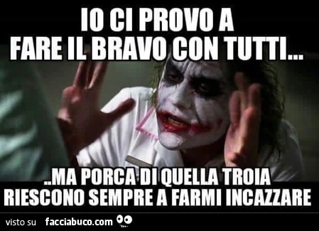 Io ci provo a fare il bravo con tutti, ma porca di quella troia riescono sempre a farmi incazzare