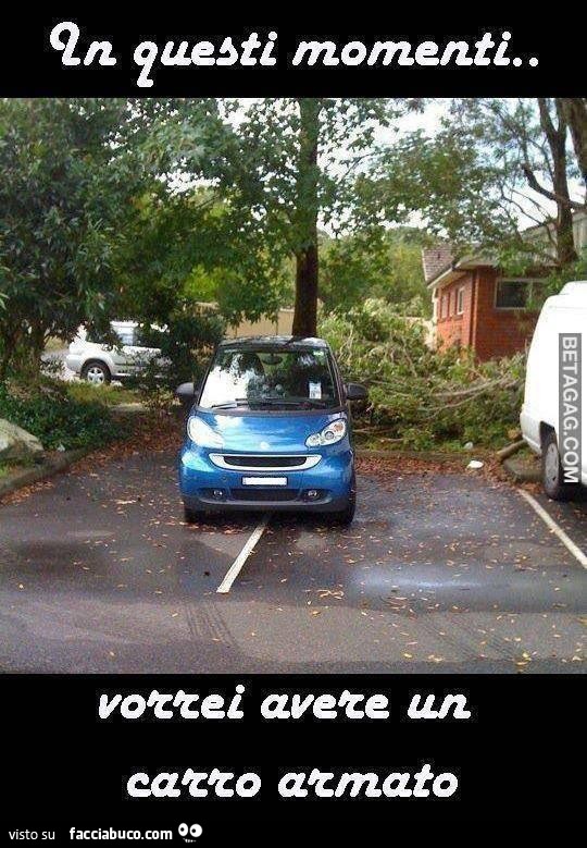 Smart parcheggiata su due posteggio: in questi momenti vorrei avere un carro armato