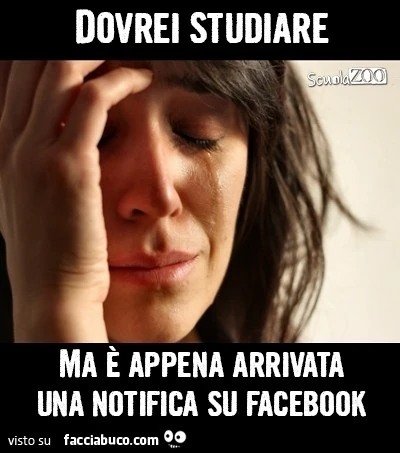 Dovrei studiare ma è appena arrivata una notifica su facebook