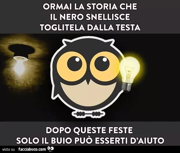 Ormai la storia che il nero snellisce toglitela dalla testa. Dopo queste feste solo il buio può esserti d'aiuto