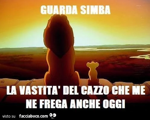 Guarda Simba, la vastità del cazzo che me ne frega anche oggi