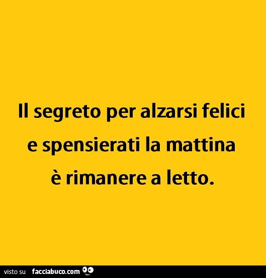 Il segreto per alzarsi felici e spensierati la mattina è rimanere a letto