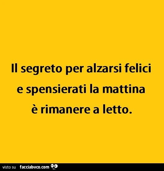 Il segreto per alzarsi felici e spensierati la mattina è rimanere a letto