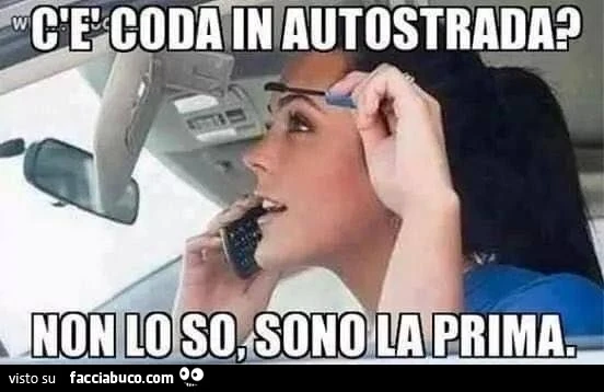 Si trucca mentre guida. C'è coda in autostrada? Non lo so, sono la prima