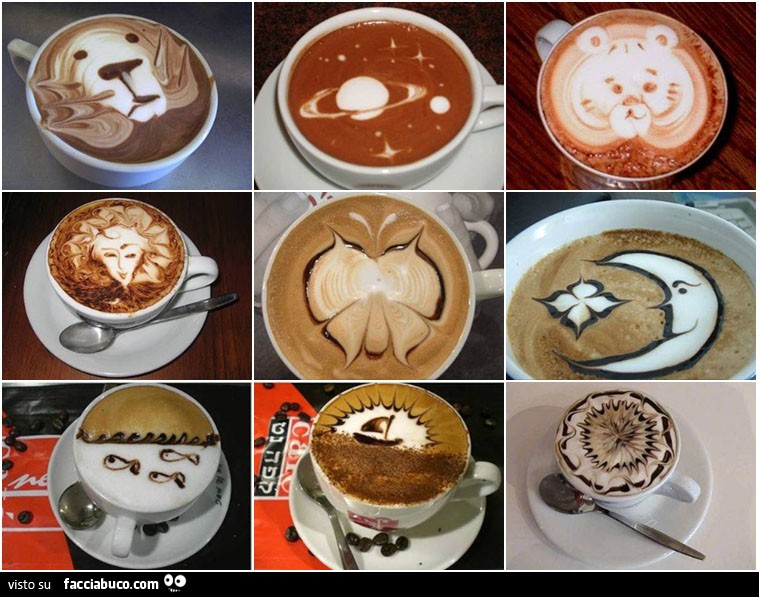 Spettacolari disegni fatti con la schiuma sul caffè